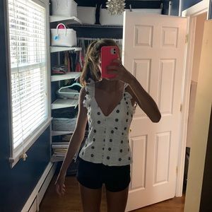 white and navy tank top